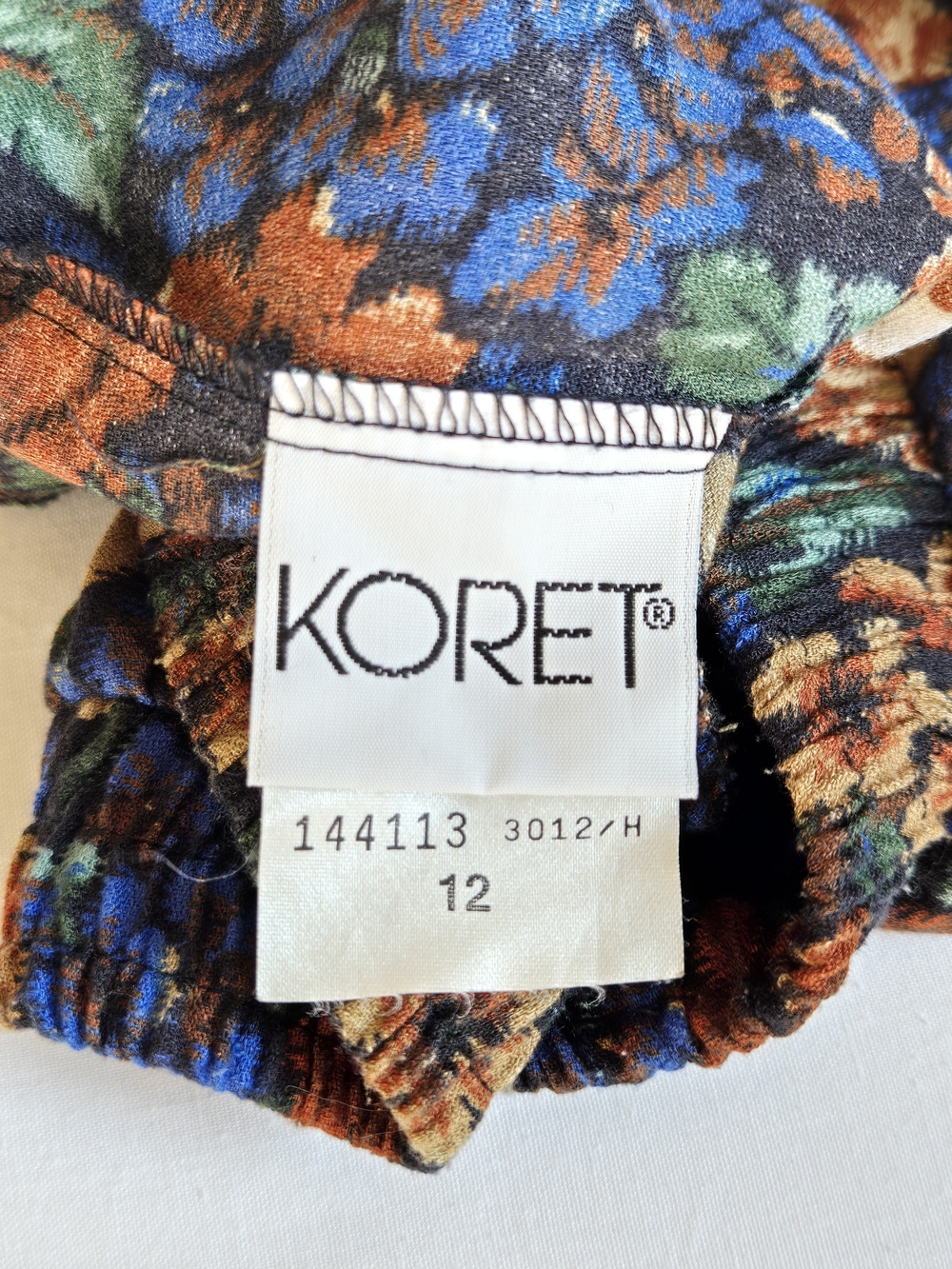 Vintage Women's Floral Pleated Skirt - Blue & Rust 1970s Mod - Picture 4 of 7